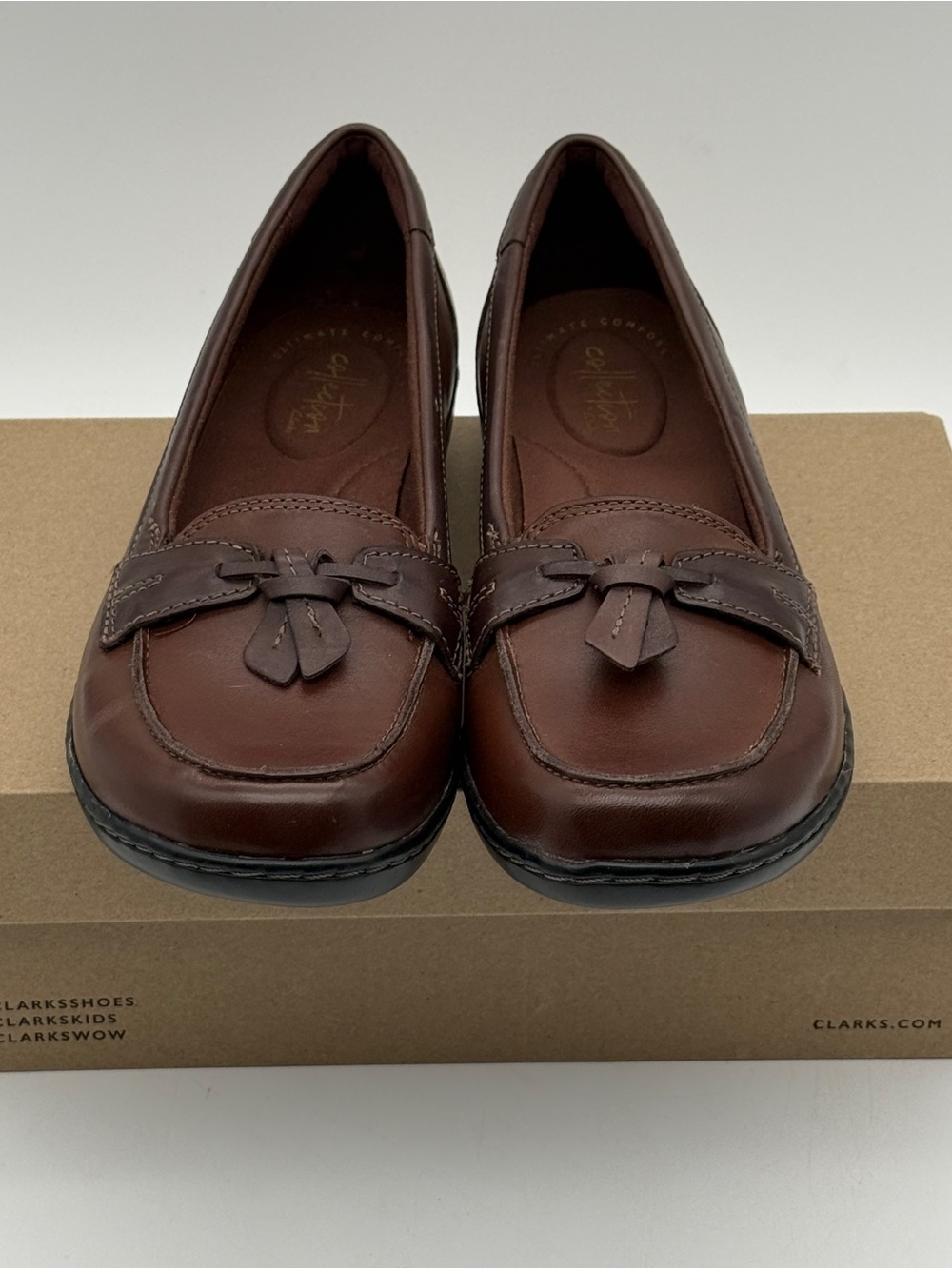 Clarks Women’s Brown Leather Tassel Loafers